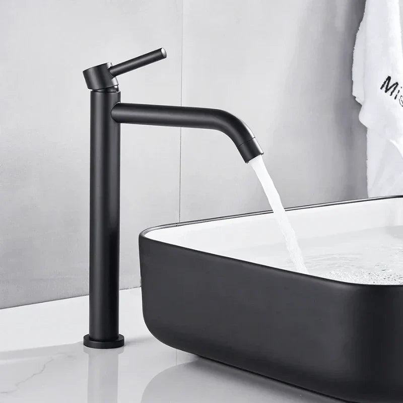 Matte black faucet with a modern and sleek design