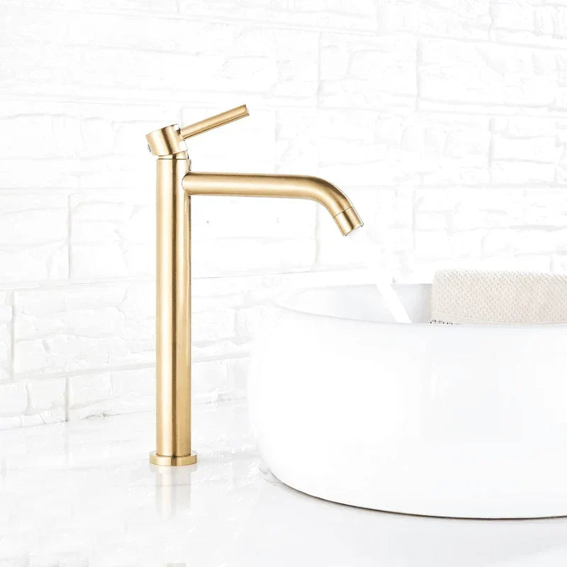 Brushed gold faucet with refined details