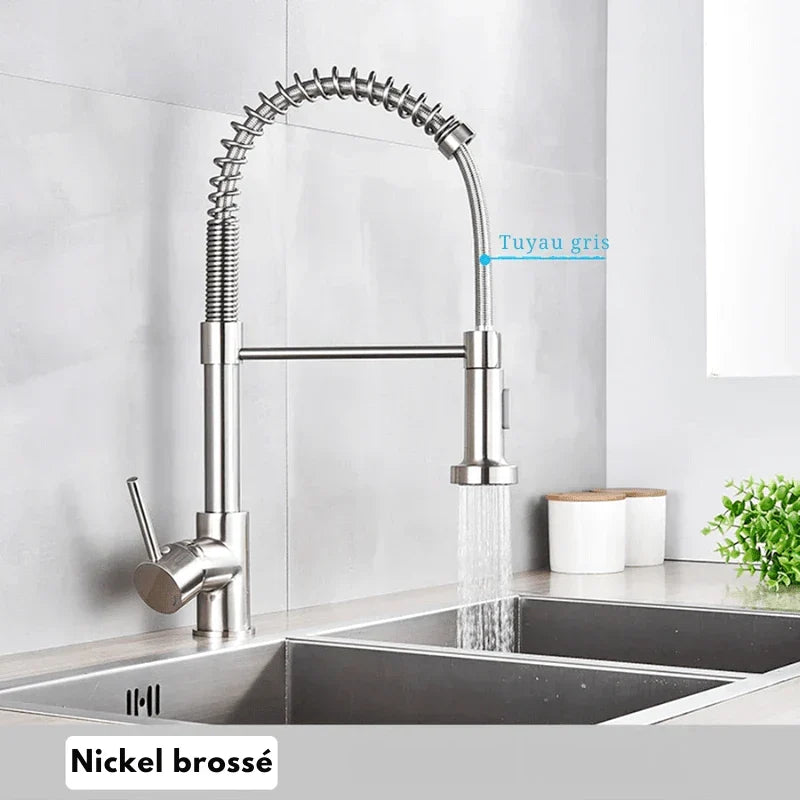 Gold faucet with brushed nickel finish