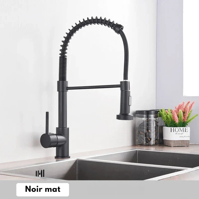 Gold faucet with matte black details