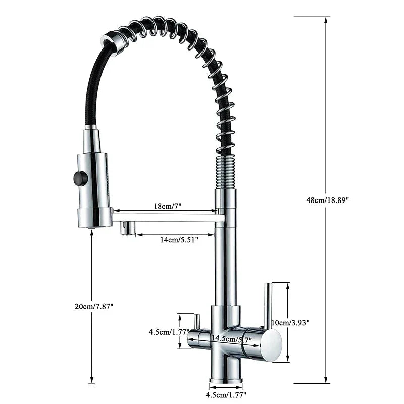 Matte Black Kitchen Faucet with Coiled Pull-Down Sprayer