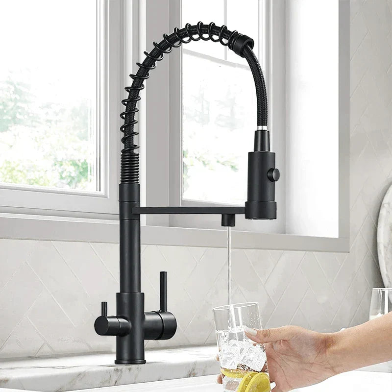 Overview of the modern matte black faucet