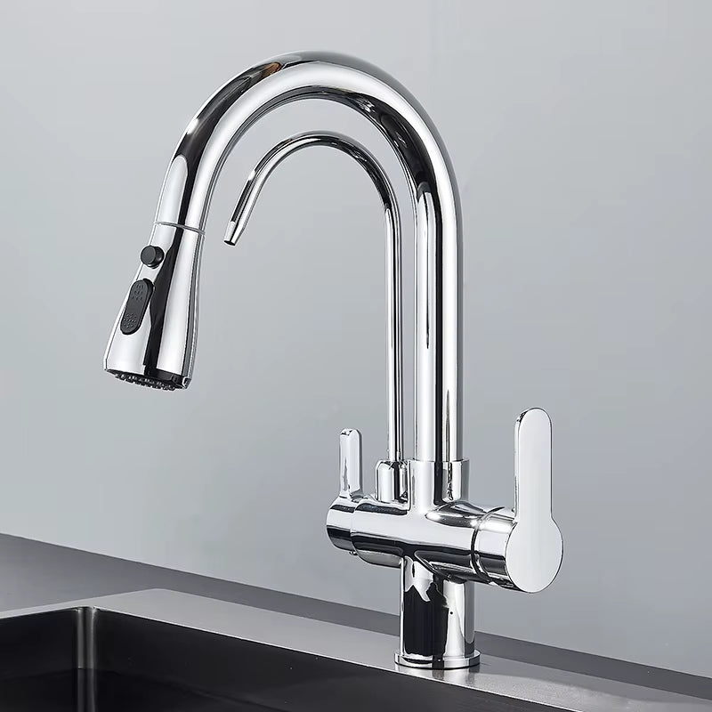 Top view of the faucet, highlighting its modern and practical design