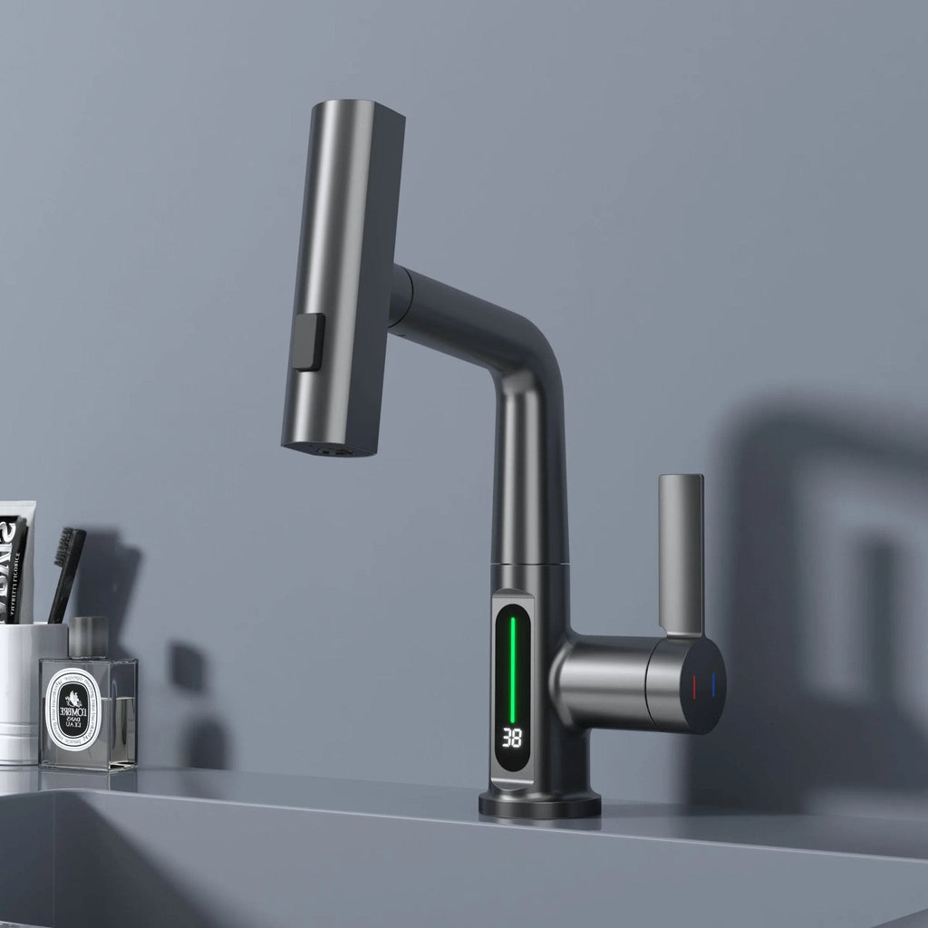 Kitchen faucet with single lever for hot and cold water