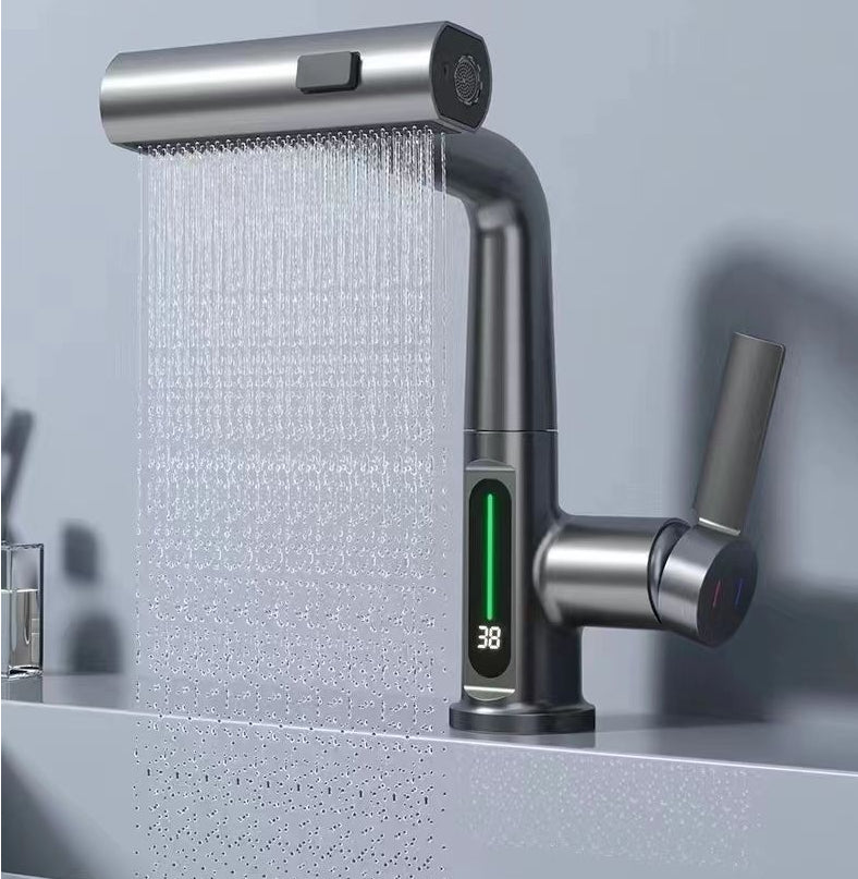 Modern Gunmetal Kitchen Faucet with Digital Temp