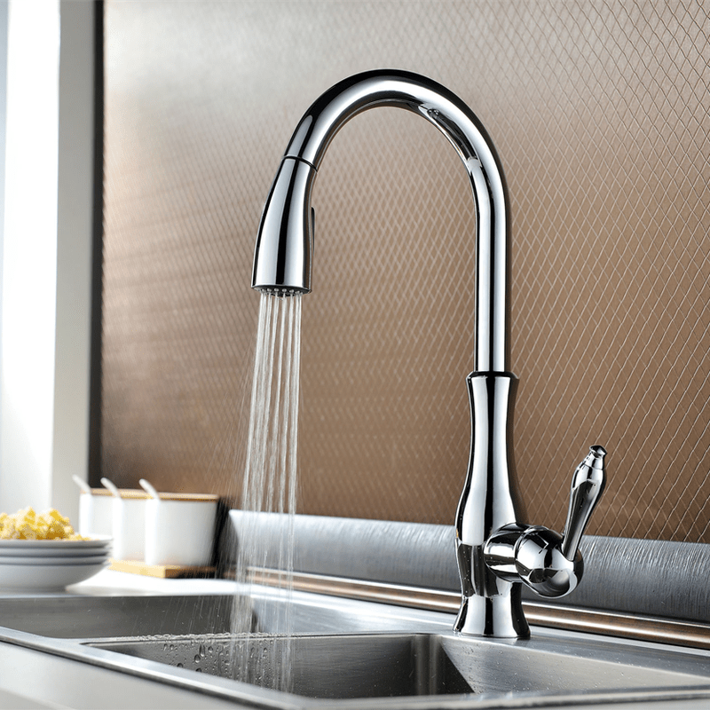 Modern kitchen faucet with durable polished finish