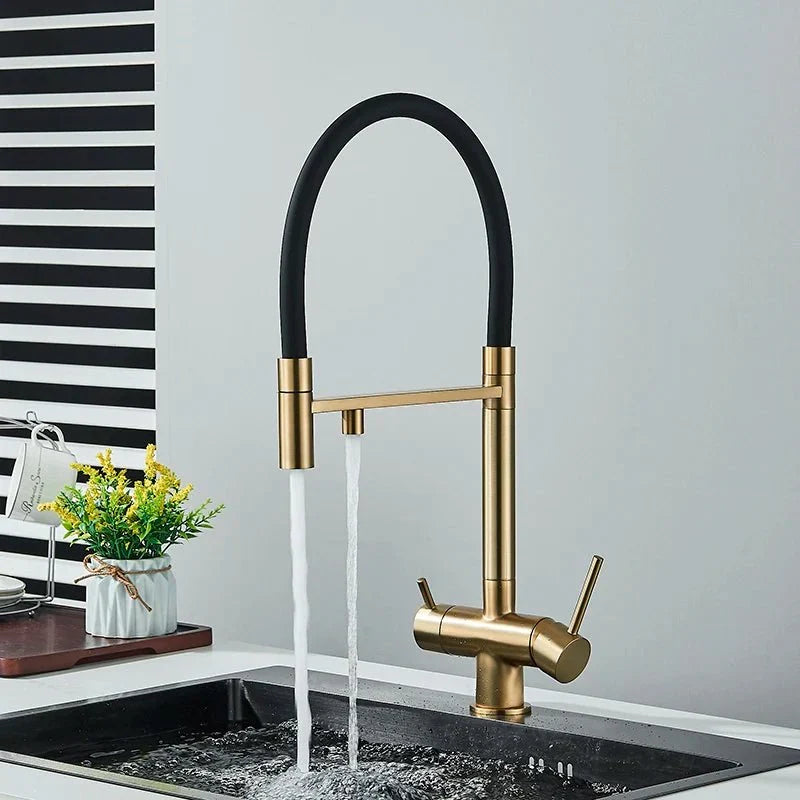Side view of the brass tap with ceramic cartridge