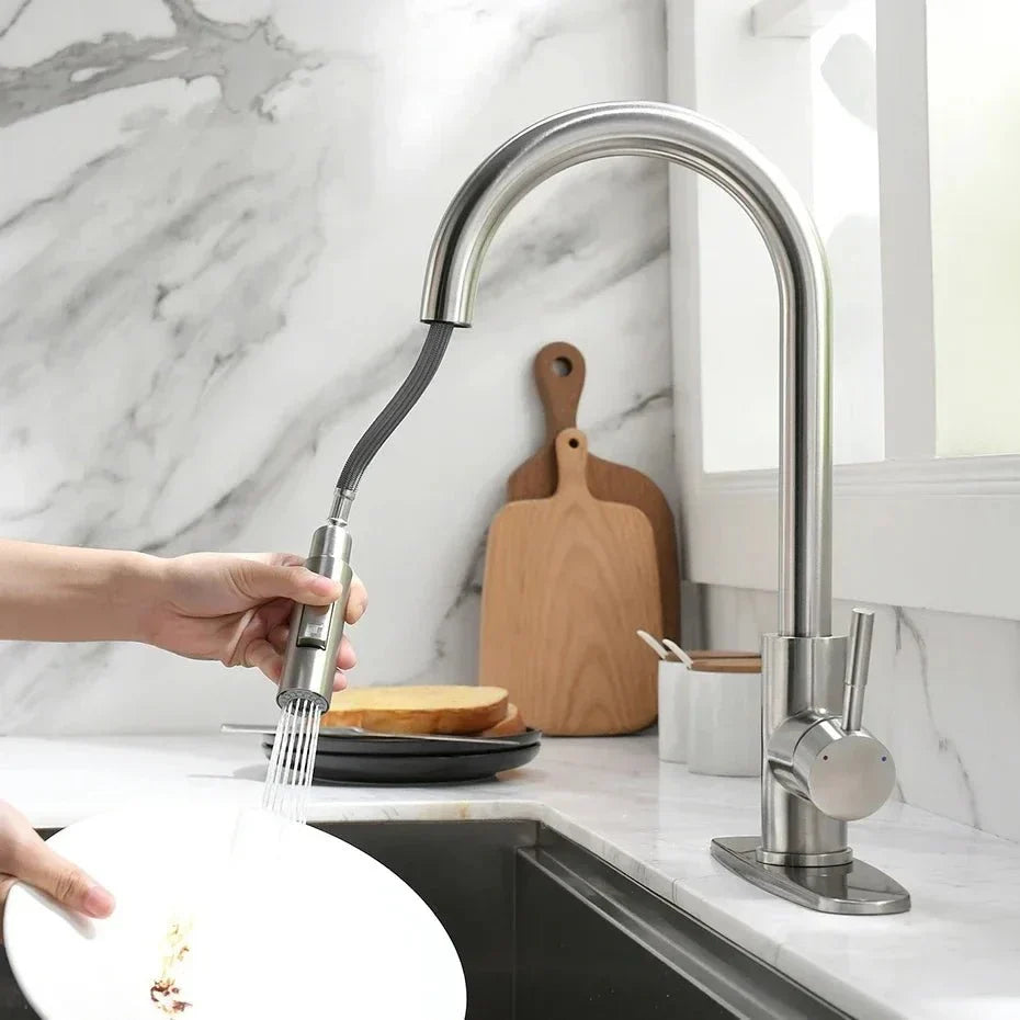 Brushed Nickel High-Arc Pull-Down Kitchen Faucet