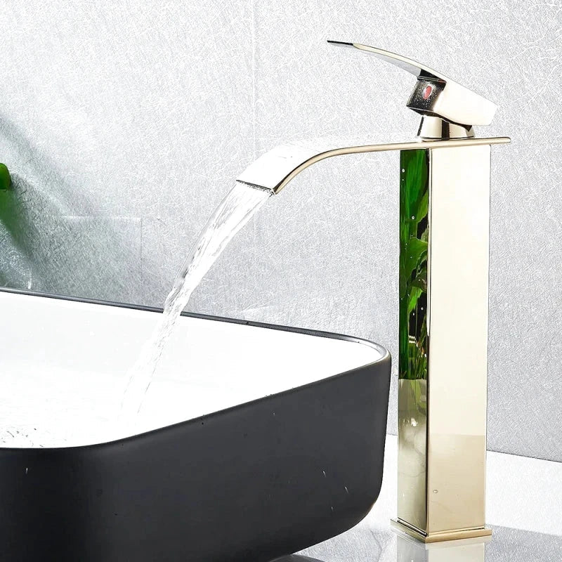 Modern Matte Black Waterfall Sink Faucet