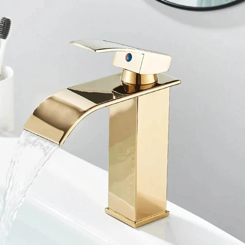 Modern Matte Black Waterfall Sink Faucet