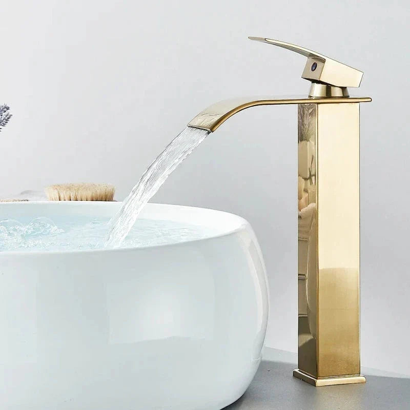 Modern Matte Black Waterfall Sink Faucet