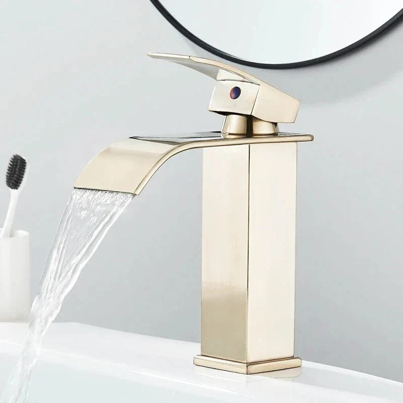 Modern Matte Black Waterfall Sink Faucet