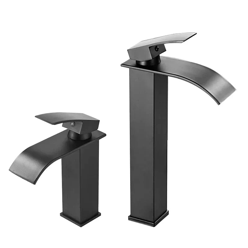 Modern Matte Black Waterfall Sink Faucet