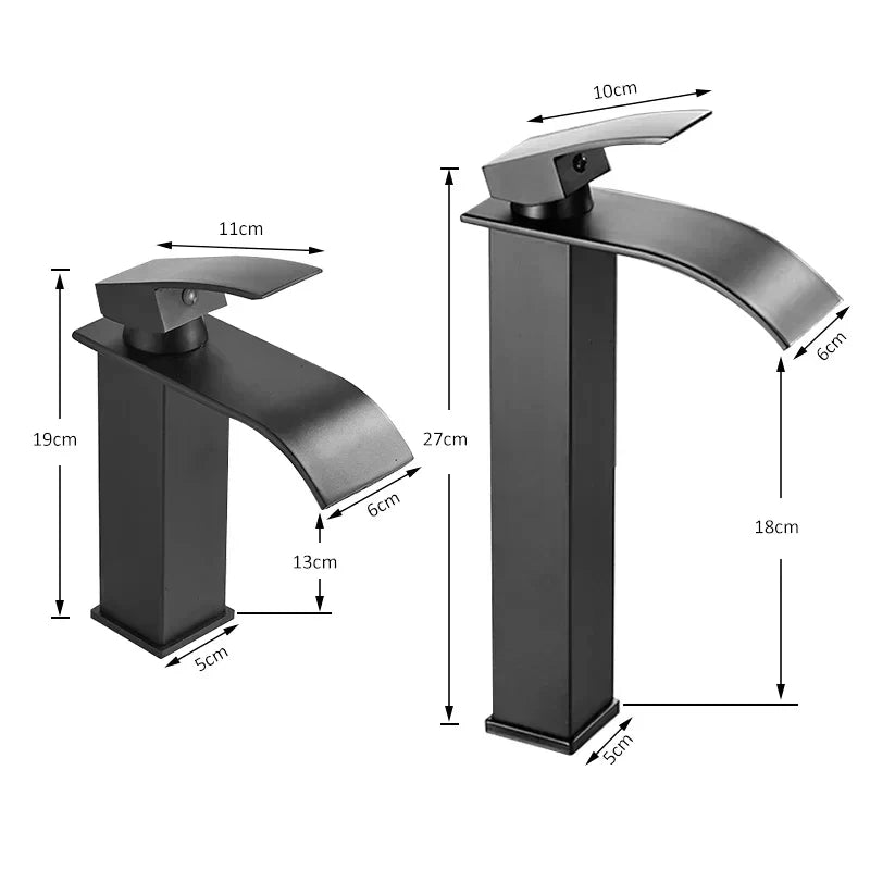 Modern Matte Black Waterfall Sink Faucet