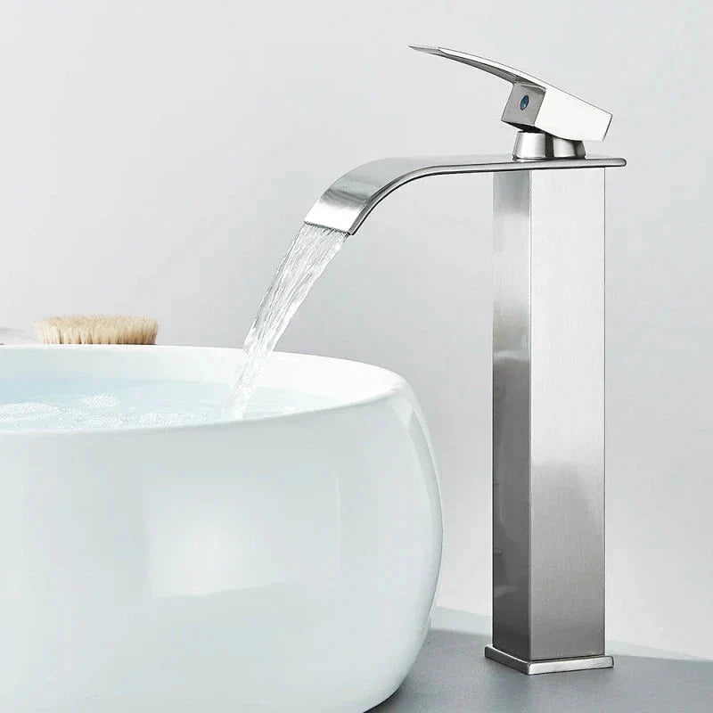 Modern Matte Black Waterfall Sink Faucet