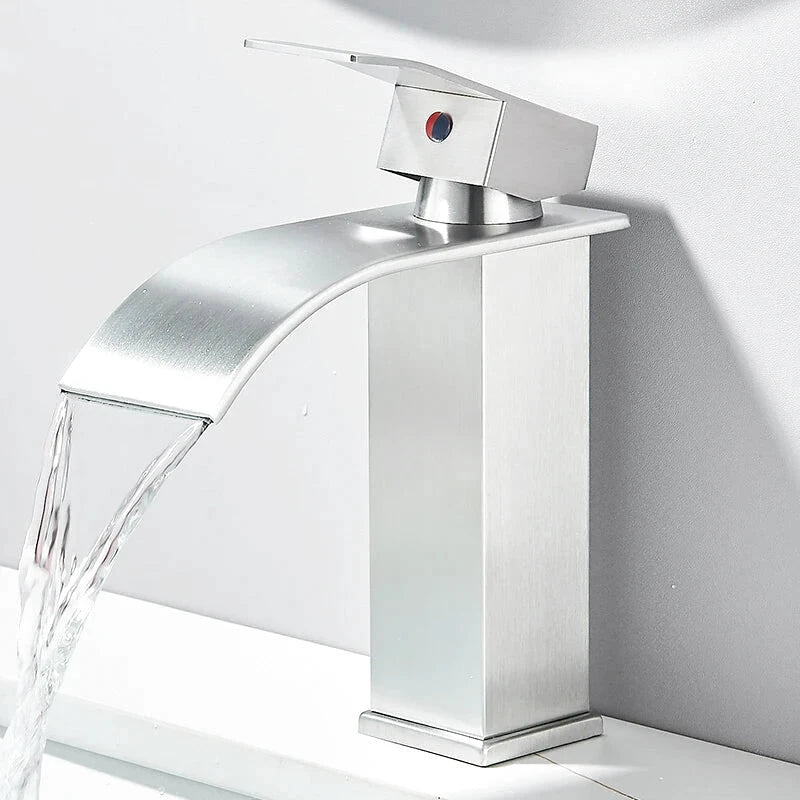 Modern Matte Black Waterfall Sink Faucet