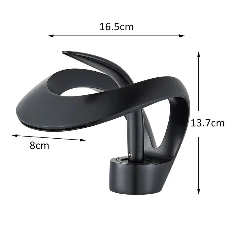 Sculptural Matte Black Waterfall Basin Faucet