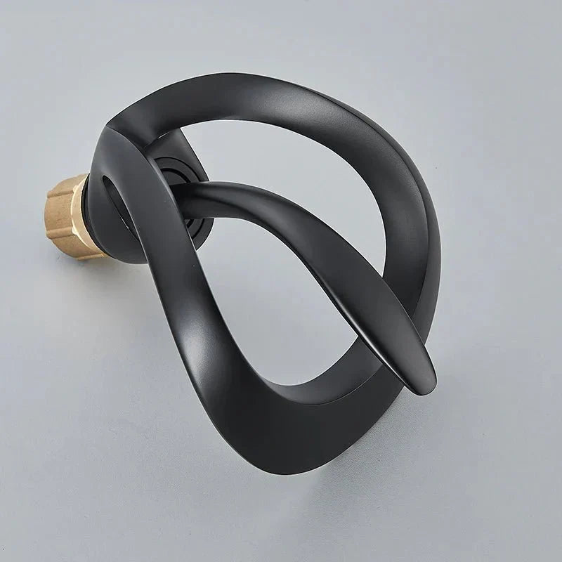 Sculptural Matte Black Waterfall Basin Faucet