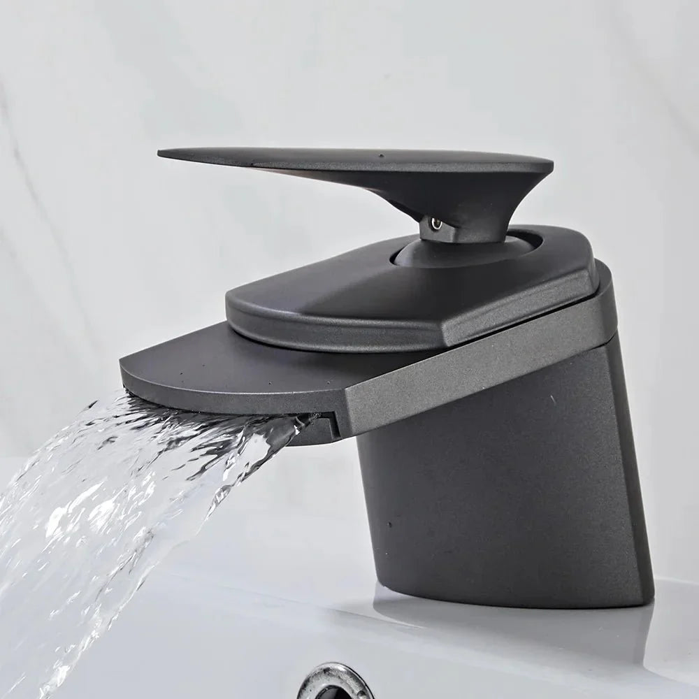 Bathroom faucet with a glossy, modern finish