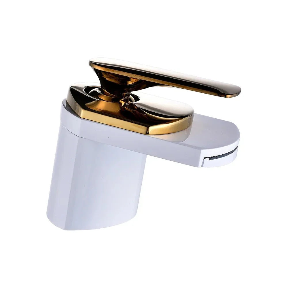 Top view of the polished brass waterfall faucet