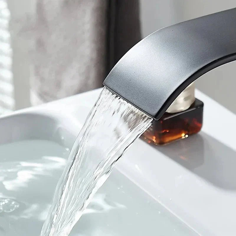 Tall Modern Chrome Waterfall Basin Faucet