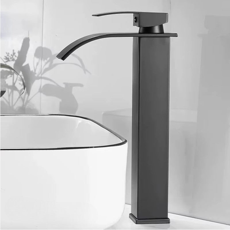 Detail of the ceramic mixer tap on a stainless steel faucet