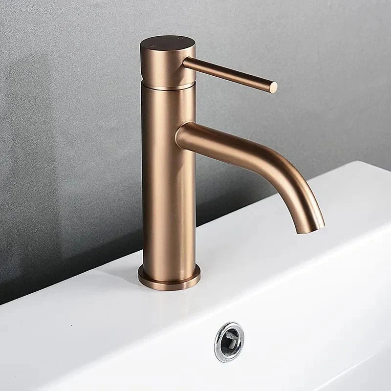 Modern Tall Brushed Rose Gold Basin Faucet