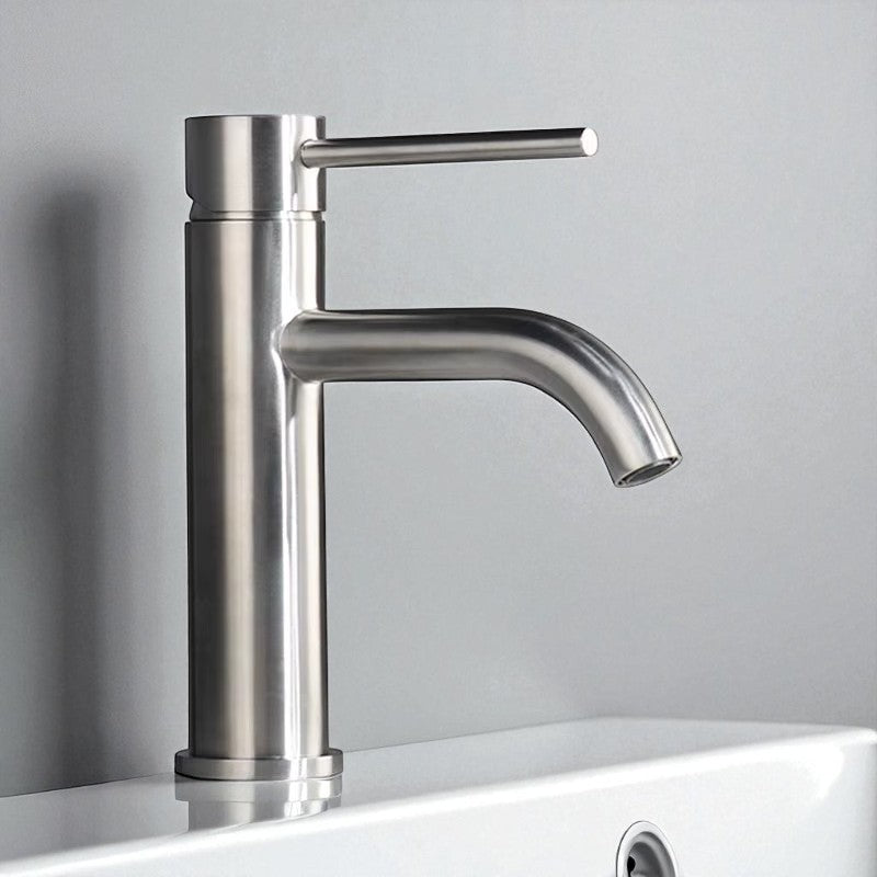 Top view of the rose gold mixer tap on the washbasin
