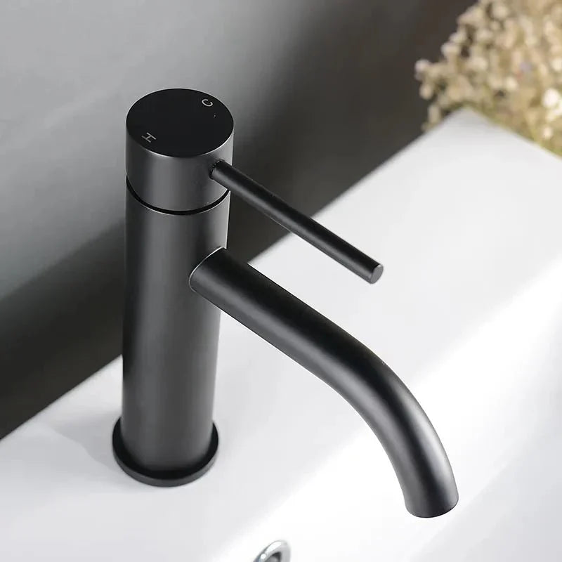 Modern Tall Brushed Rose Gold Basin Faucet