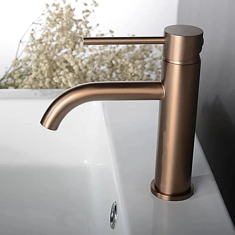 Modern Tall Brushed Rose Gold Basin Faucet