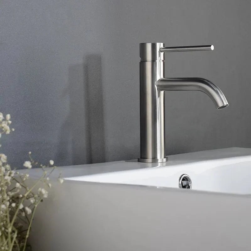 Modern Tall Brushed Rose Gold Basin Faucet