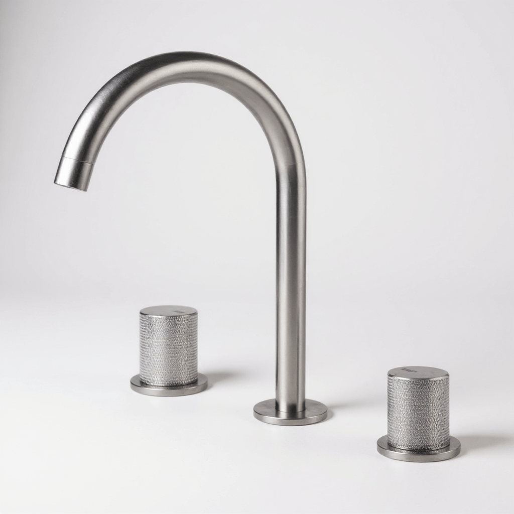 Polished finish faucet with double handles