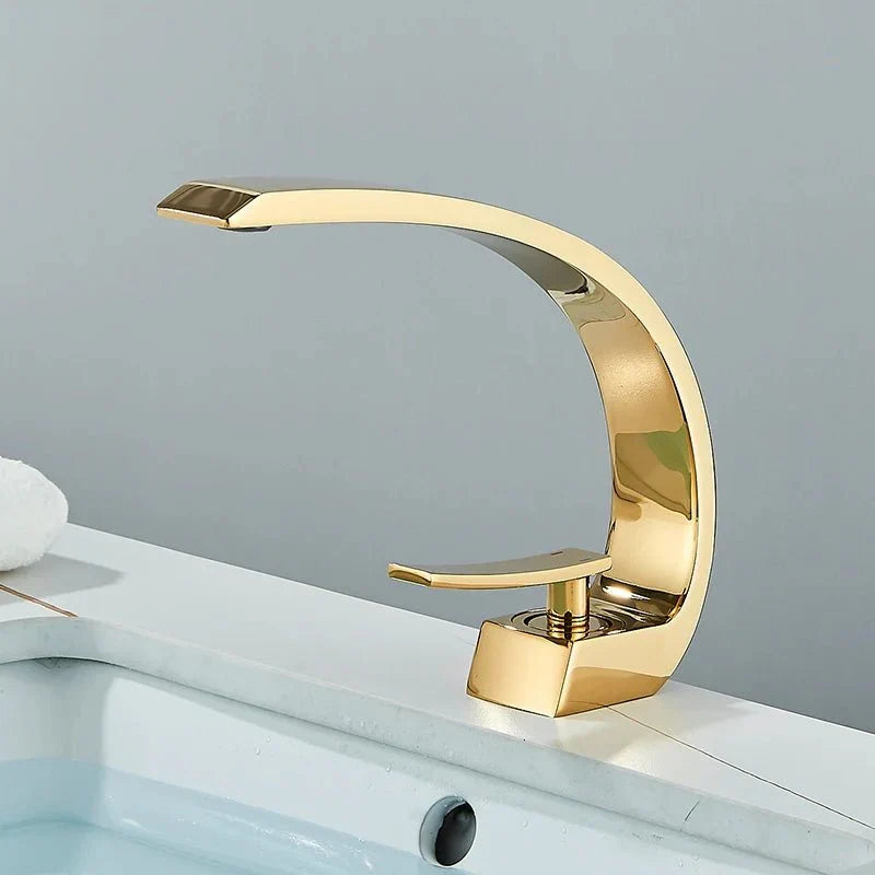 Detail of the square base of the bathroom faucet