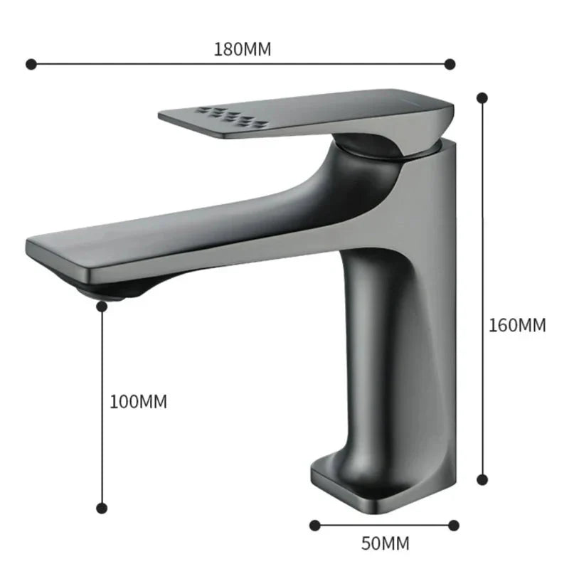 Modern Single Handle Basin Faucet in Brushed Gunmetal