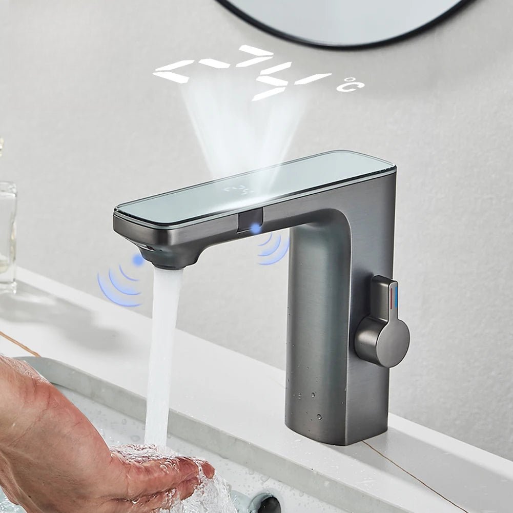 Smart Sensor Faucet with Digital Temp & Hand Dryer