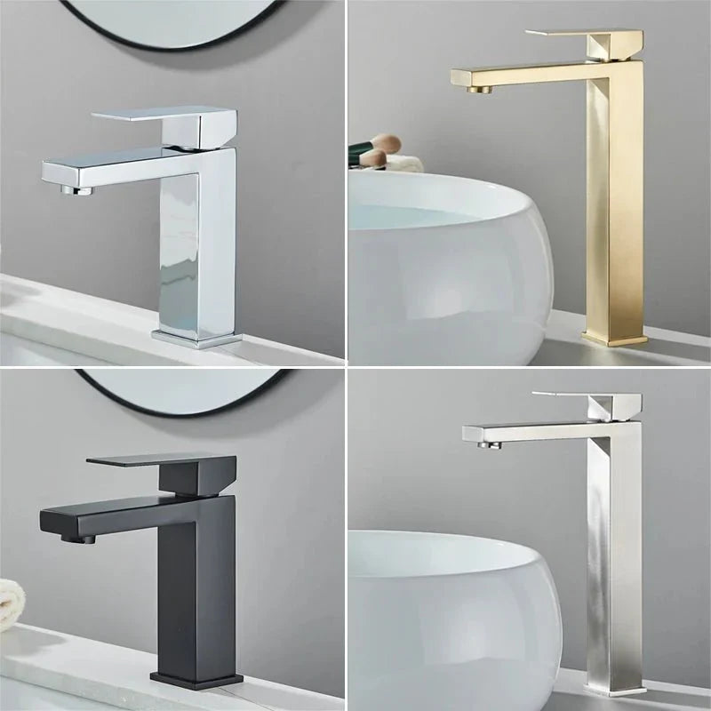 Modern Matte Black Tall Vessel Sink Faucet
