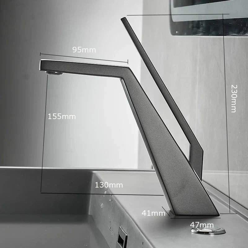 Polished Chrome Geometric Basin Faucet