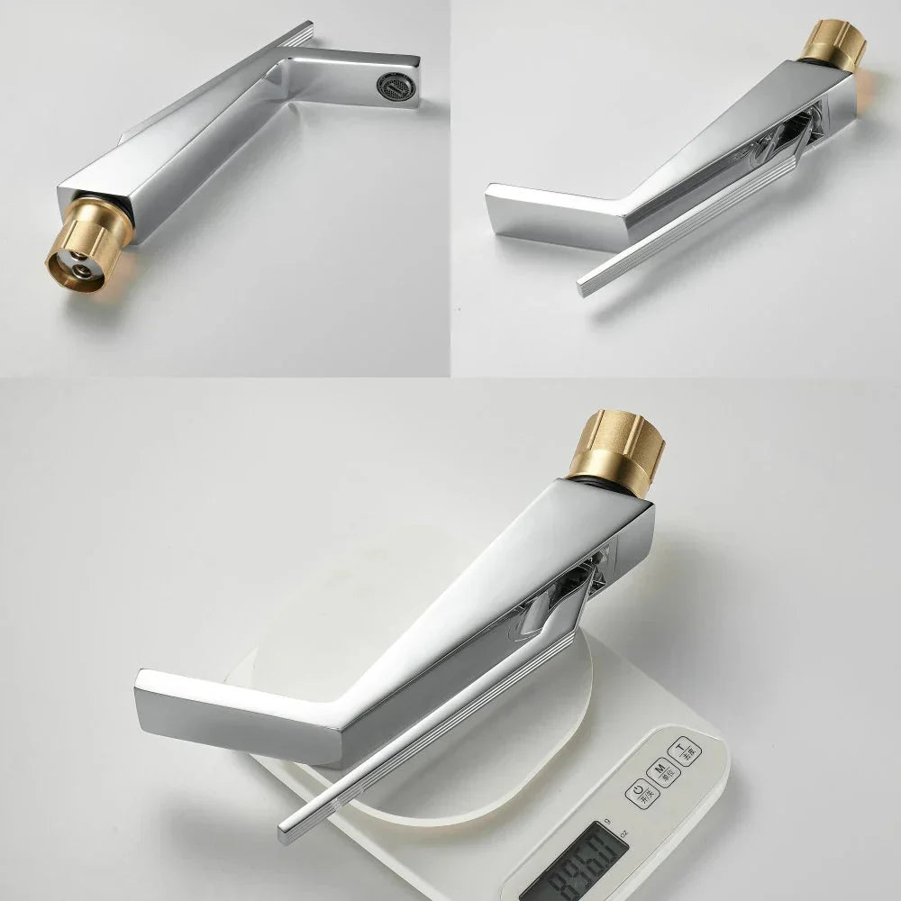 Polished Chrome Geometric Basin Faucet