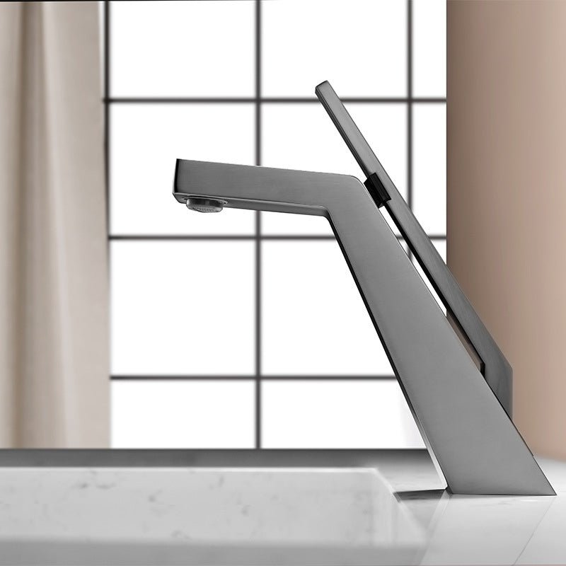 Top view of the brass mixer tap with white finish