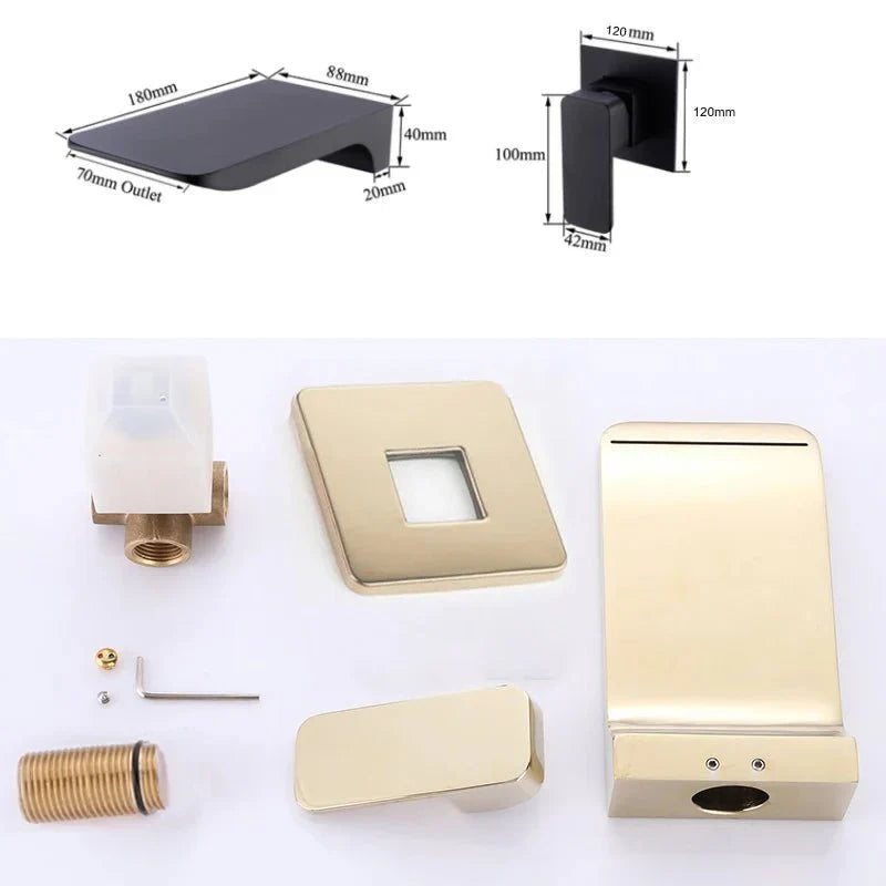 Minimalist Black Wall-Mounted Waterfall Faucet