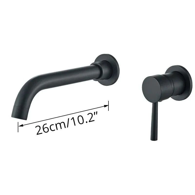 Close-up view of the wall-mounted faucet, sleek and elegant design