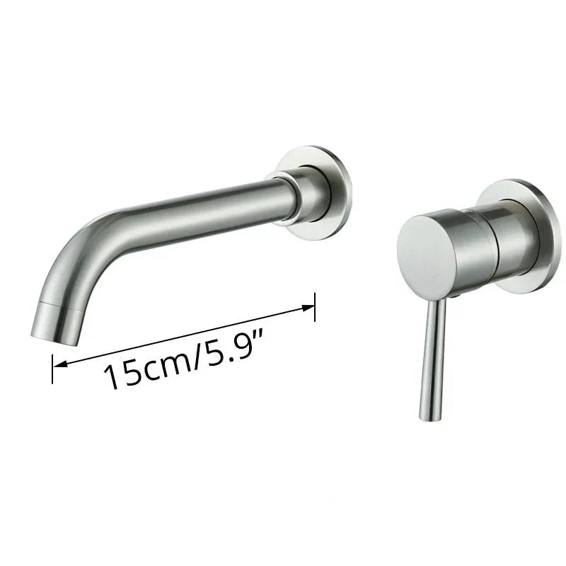 Wall-mounted brass mixer tap, nickel finish, overview