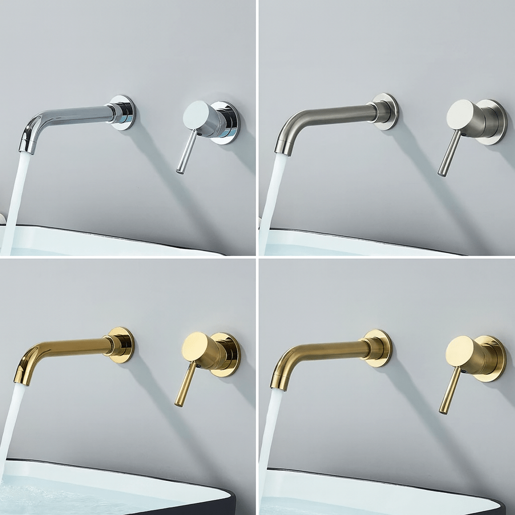 Brushed Gold Wall Mounted Bathroom Faucet