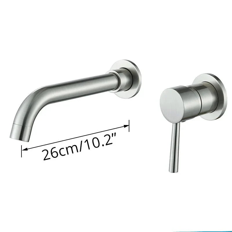 Close-up view of the wall-mounted faucet, modern and sleek design