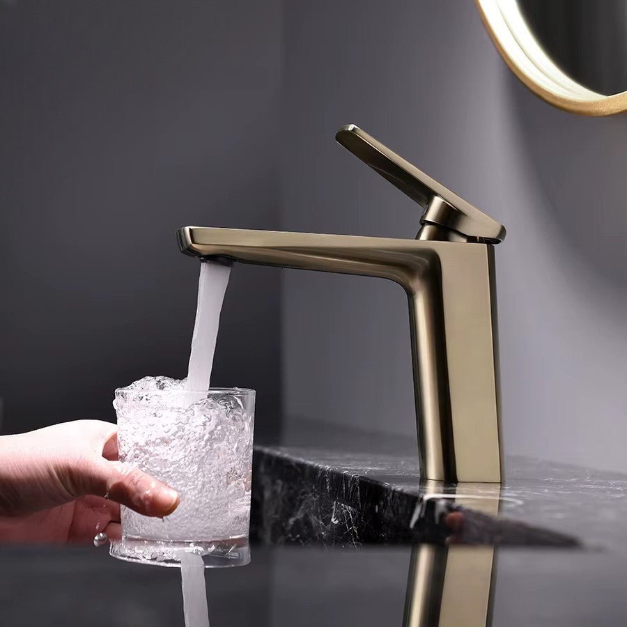 Modern Brushed Gold Single-Handle Bathroom Faucet