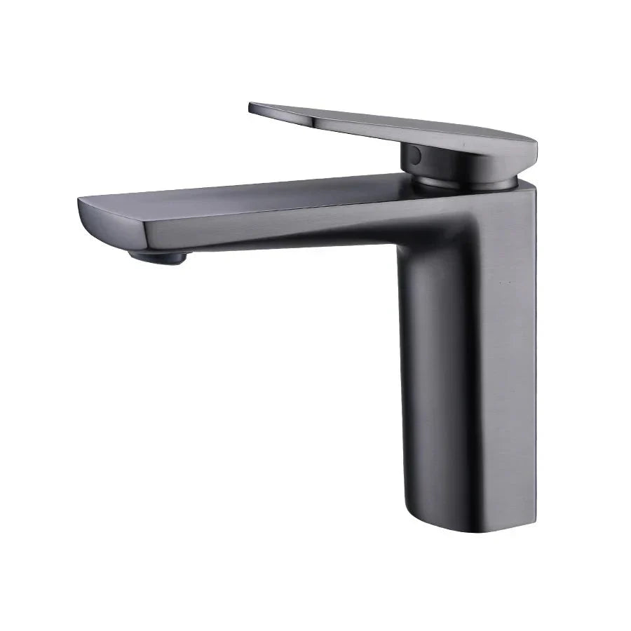Top view of a modern solid brass faucet