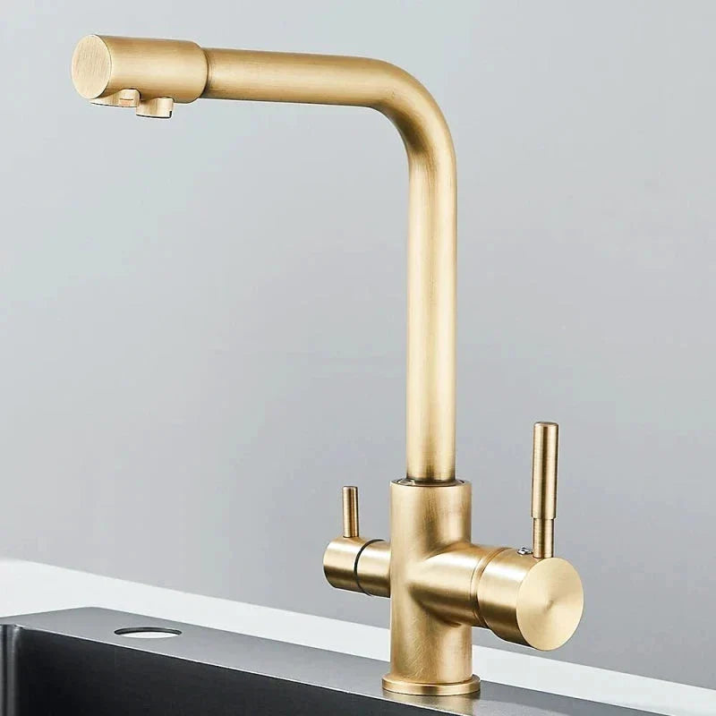 Antique brass faucet, adding a retro charm to the kitchen