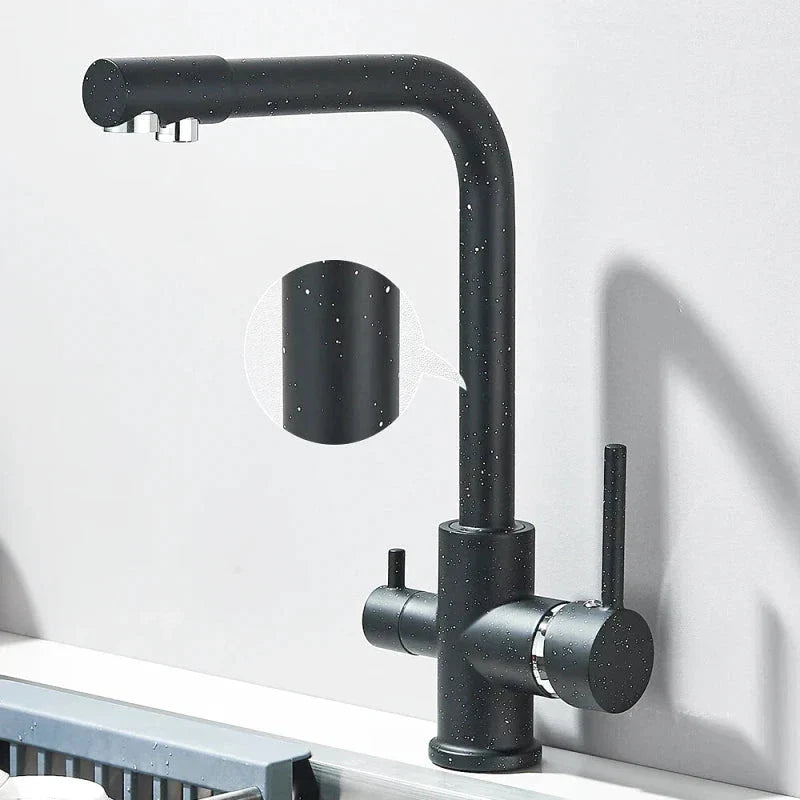 Black tap with polka dot pattern, combining style and functionality