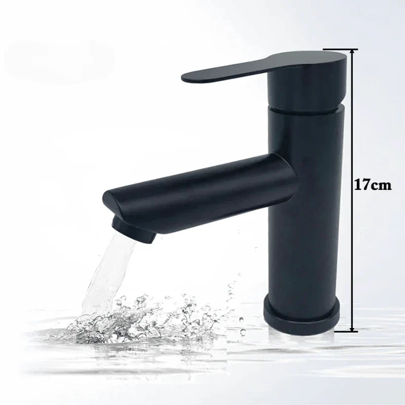 Black tap, model B, brushed stainless steel finish