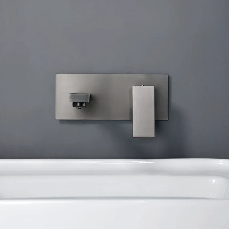 Brushed Gunmetal Wall Mounted Bathroom Faucet